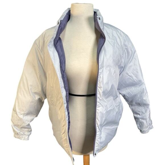 L.L.Bean Purple White reversible Down Puffer women’s Large Retro from 1990’s - Picture 14 of 16